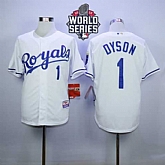 Kansas City Royals #1 Jarrod Dyson White Cool Base 2015 World Series Patch Stitched MLB Jersey,baseball caps,new era cap wholesale,wholesale hats